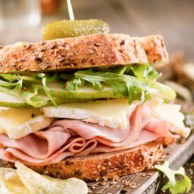 ham, brie, and pear panini